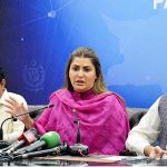 Federal Minister for Poverty Alleviation and Social Safety and Chairperson Benazir Income Support Programme Ms. Shazia Marri address a Press Conference on 70th Birthday of Shaheed Mohtarma Benazir Bhutto. Mr. Faisal Karim Kundi, MOS PA&SS is also present