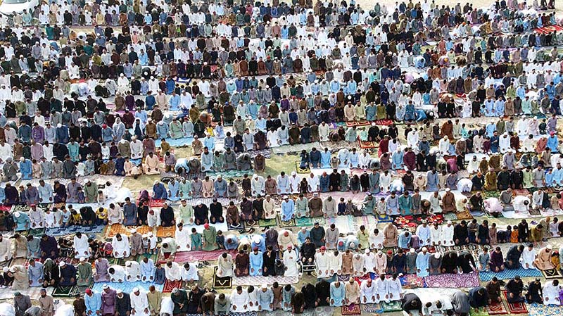 Faithful coming out after offering Eidul Azha prayer at Eidgah, Rani Bagh