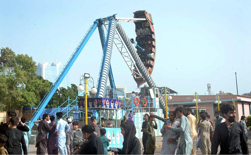 Children enjoying camel ride at Sea View Clifton on the 2nd day of Eid-ul-Adha celebrations