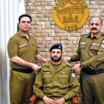 Regional Police Bahawalpur Officer Rai Babar Saeed and DPO Syed Mohammad Abbas pinning the badges to promote Inspector, Sub Inspector and ASI to the next ranks