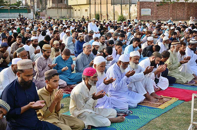 Faithful coming out after offering Eidul Azha prayer at Eidgah, Rani Bagh