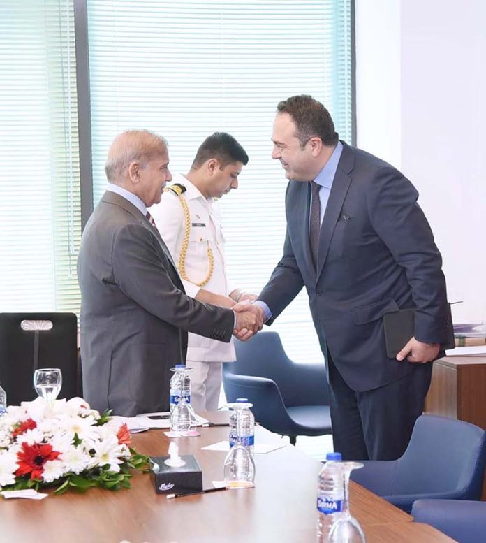 A delegation of Anadolu Group comprising of Mr. Karim Yahi CEO Coca Cola CCI, Mr. Atilla Yerlikaya Coca Cola CCI Chief Strategy Office and Mr. Taylan Coban Coca Cola CCI Head of Public Policy call on the Prime Minister Shehbaz Sharif