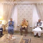 Prime Minister Muhammad Shehbaz Sharif offering condolences to National Coordinator NACTA Mr Tahir Rai on the death of his mother