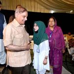 Prime Minister Muhammad Shehbaz Shareef interacts with students and children during his visit at Sabzazar Sports Complex