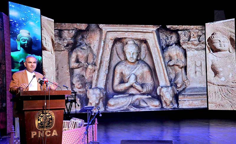 Chairman PM’s Taskforce on Gandhara Tourism, Dr. Ramesh Kumar Vankwani addresses a Culture Exhibition on Gandhara Civilization, exhibiting 50 prominent Gandhara heritage sites in honor of diplomats at Pakistan National Council of the Arts