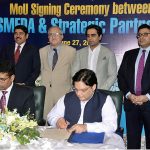 Federal Minister of Industries & Production Syed Murtaza Mehmood witnessing the signing ceremony of MoU between SMEDA & Strategic Partners