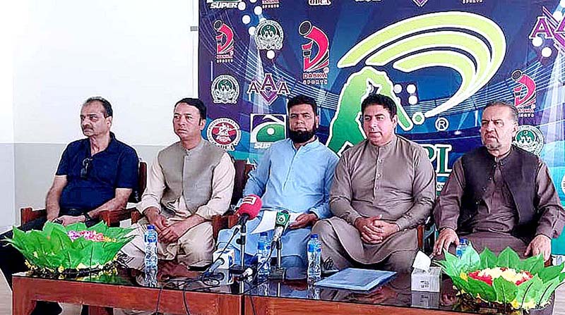 Balochistan Sports Director Durra Baloch addressing a press conference regarding Quetta Prime League at Nawab Akbar Khan Bugti Stadium