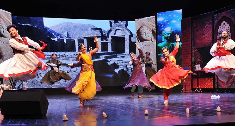 Artists performing dance during Culture Exhibition on Gandhara Civilization, exhibiting 50 prominent Gandhara heritage sites in honor of diplomats at Pakistan National Council of the Arts