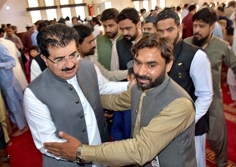 Acting President Muhammad Sadiq Sanjarani offering Eid-ul-Azha prayers