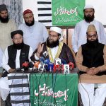 Special Assistant to the Prime Minister on Religious Harmony Maulana Tahir Ashrafi addressing a press conference at Begumpura GT Road