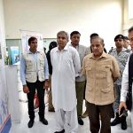 Prime Minister Muhammad Shehbaz Sharif being briefed about Sabzazar Sports Complex