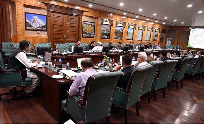Chief Minister Gilgit-Baltistan Khalid Khurshid Khan chairing a cabinet meeting at CM Secretariat