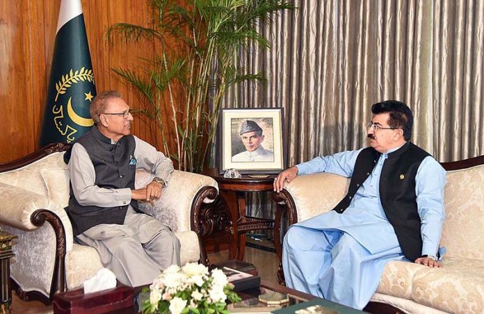 Chairman Senate, Muhammad Sadiq Sanjrani, called on President Dr. Arif Alvi at Aiwan-e-Sadr