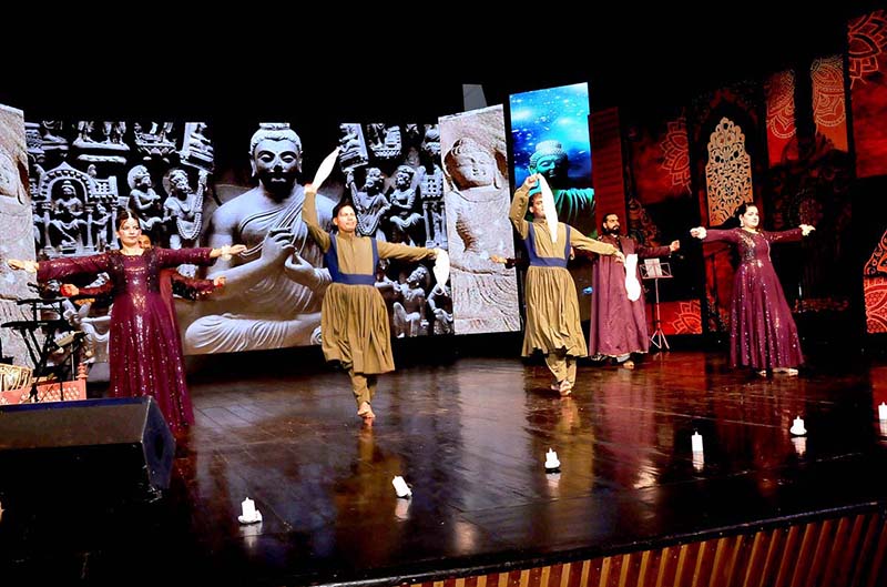 Artists performing dance during Culture Exhibition on Gandhara Civilization, exhibiting 50 prominent Gandhara heritage sites in honor of diplomats at Pakistan National Council of the Arts