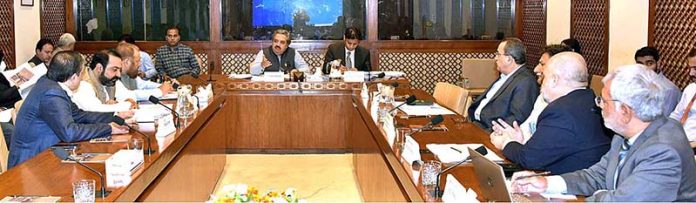 Senator Hidayat Ullah, Chairman Senate standing committee on aviation presiding over a meeting of the committee at Parliament House