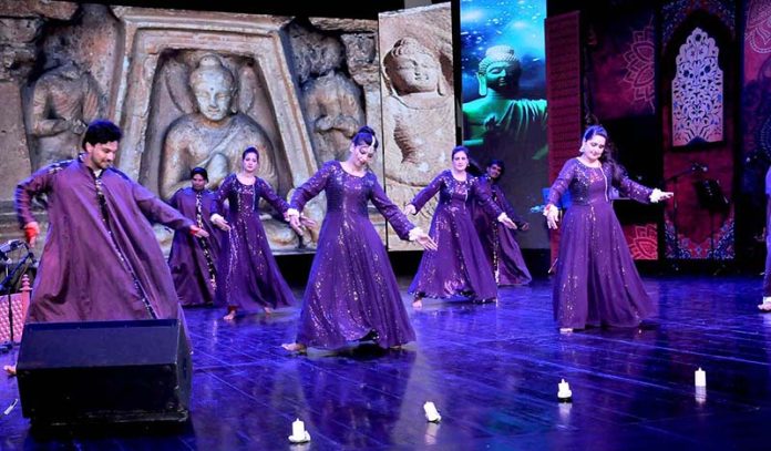 Artists performing dance during Culture Exhibition on Gandhara Civilization, exhibiting 50 prominent Gandhara heritage sites in honor of diplomats at Pakistan National Council of the Arts