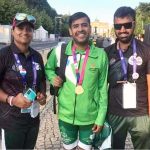 Safeer Abid of Pakistan posing for photograph who won the gold medal in the 10km Time-Trial Race of the cycling event of the 16th Special Olympic World Games