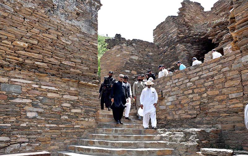 A view of Buddhist monasteries at Takht-i-Bahi. Buddhist Monastery world heritage sites in Mardan district in northwest Khyber Pakhtunkhwa province. The government has arranged a long-day trip for foreign delegates, media and students from Islamabad to Mardan to visit the Buddhist monasteries world heritage sites. Pakistani government has decided to arrange a series of visits on every week to promote sacred sites and monuments built during the Gandhara era
