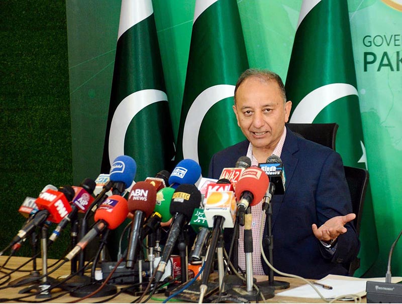 Minister of state for Petroleum, Dr. Musadik Malik addressing a press conference