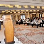 Federal Minister for Education and Professional Training Rana Tanveer Hussain addressing the launching ceremony "Leadership for Inclusion" School Leadership programme in Federal Schools