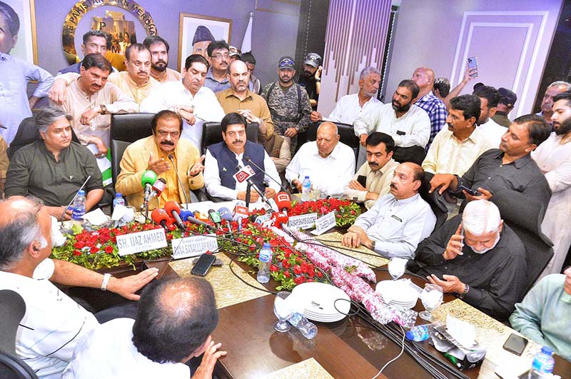 Federal Minister for Interior, Rana Sana Ullah Khan addressing a press conference