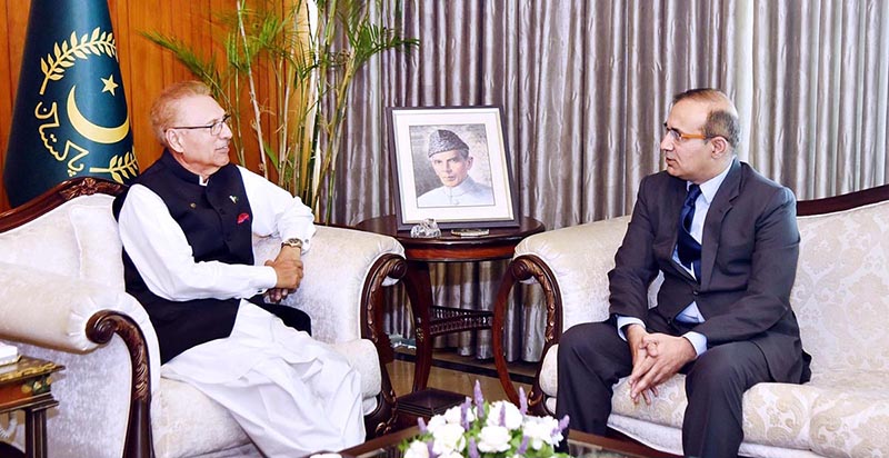 Pakistan's Ambassador-designate to Denmark, Shoaib Sarwar called on President Dr. Arif Alvi at Aiwan-e-Sadr