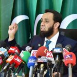 Special Assistant to the Prime Minister on Interior and Legal Affairs Attaullah Tarar addressing a press conference