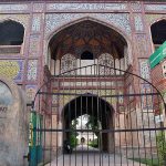 An outside view of the Tomb of Dai Anga also known as the Gulabi Bag is a 17th-century Mughal Tomb Complex located in the Mughal-Era Suburb of Begampura, outside the Walled City of Lahore