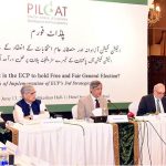 Federal Minister for Law and Justice, Senator Azam Nazir Tarar addressing the Public Forum organized by PILDAT on the Status of Implementation of the ECP’s 3rd Strategic Plan