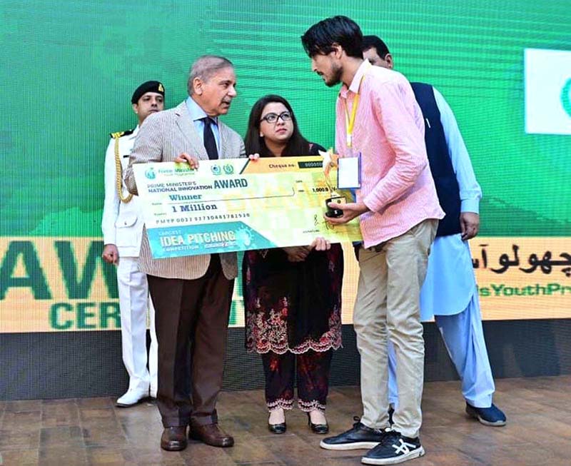 Prime Minister Muhammad Shehbaz Sharif distributing PM’s National Innovation Award among the successful candidates
