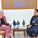 H.E. Dr. Riina Kionka, Ambassador of the European Union (EU) to Pakistan calls on the Federal Minister for Economic Affairs, Sardar Ayaz Sadiq