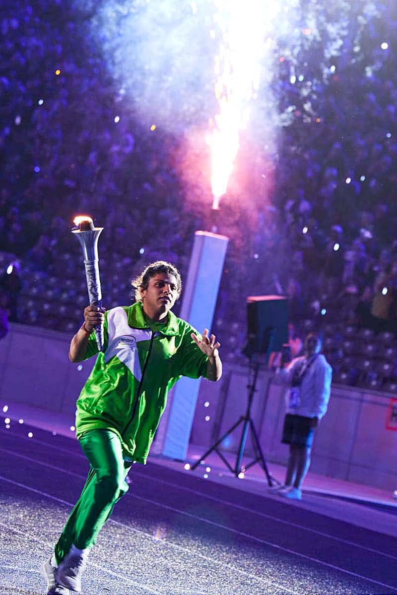 The opening of the 16th Special Olympic World Games in Olympia Stadium held with a colourful ceremony, Pak athlete Sana was among the torch-bearer