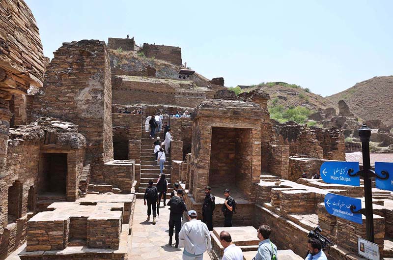 A view of Buddhist monasteries at Takht-i-Bahi. Buddhist Monastery world heritage sites in Mardan district in northwest Khyber Pakhtunkhwa province. The government has arranged a long-day trip for foreign delegates, media and students from Islamabad to Mardan to visit the Buddhist monasteries world heritage sites. Pakistani government has decided to arrange a series of visits on every week to promote sacred sites and monuments built during the Gandhara era