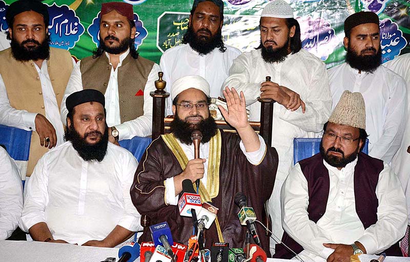 Special Assistant to Prime Minister on Religious Harmony and Chairman Ulema Council Pakistan Maulana Tahir Mehmood Ashrafi addressing a press conference