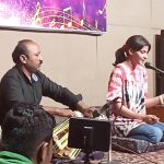 Artists performing on the stage during ceremony on the Occasion of World Music Day at Al Hamra