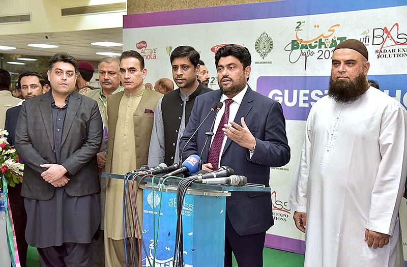 Governor Sindh Kamran Khan Tessori addresses after inaugurating the 2nd Bachat Expo at Expo Centre