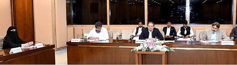 Senator Saleem Mandviwalla Convener chairing the PAC subcommittee meeting in Parliament House