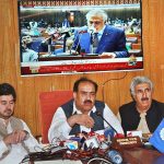 Senior Vice President Chamber of Commerce and Industries Quetta Agha Gul Khilji addressing a press conference at CCIQ
