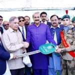 Prime Minister Muhammad Shehbaz Sharif hands over the keys of transport vehicles donated to Pakistan Sweet Homes by Government of Pakistan
