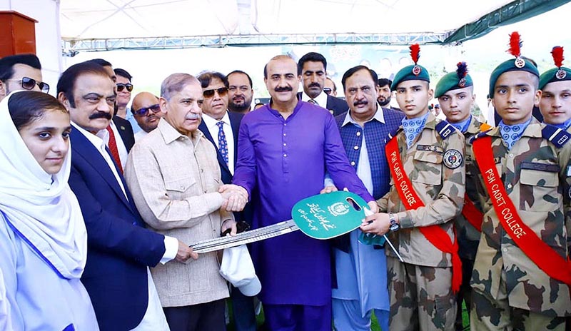 Prime Minister Muhammad Shehbaz Sharif hands over the keys of transport vehicles donated to Pakistan Sweet Homes by Government of Pakistan
