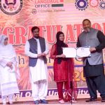US Counsel General Lahore William K Makaneole gives away certificate to a girl during prize distribution ceremony of English Works Program at a local hotel