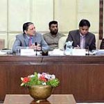 Senator Saleem Mandviwalla, Convener Sub-Committee of the Senate Standing Committee on Aviation presiding over a meeting of the committee at Parliament House.