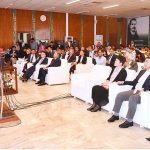 Federal Minister for Planning, Development and Reform Ahsan Iqbal addressing during Curtain-Raiser Event Celebrating 10Years of CPEC at Auditorium Ministry PD&SI