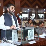 Finance Minister Gilgit-Baltistan Javad Manwa presenting Budget 2023-2024 of Gilgit-Baltistan at GB Assembly