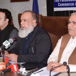 Senior Vice President (SVP) Faisalabad Chamber of Commerce & Industry (FCCI) Dr. Sajjad Arshad addressing a press conference at FCCI Complex
