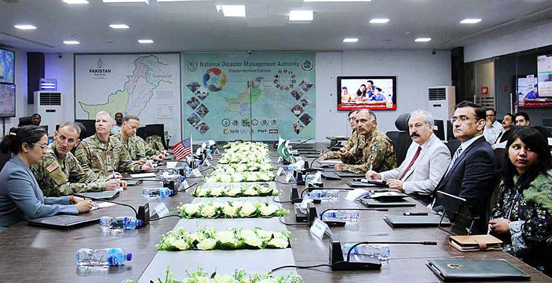 Chairman NDMA Lt. General Inam Haider Malik presiding meeting with US ARCENT LTG Frank