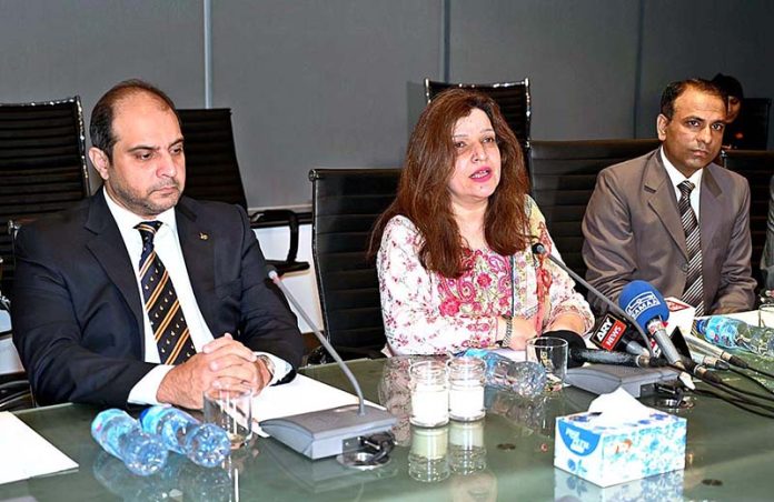 DG IPO Shazia Adnan, MO Commerce Government of Pakistan addressing the opening ceremony of E-filing of IPO Pakistan at PITB Arfa Karim Tower