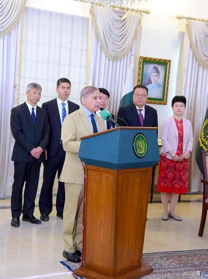 Prime Minister Muhammad Shehbaz Sharif addressing a ceremony for signing of agreement for Unit 5 of Chashma Nuclear Power Plant (C-5) Prime Minister Muhammad Shehbaz Sharif addressing a ceremony for signing of agreement for Unit 5 of Chashma Nuclear Power Plant (C-5)