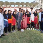 Commissioner Karachi Muhammad Iqbal Memon in a group photograph during inauguration ceremony of two days trials being held under the Prime Minister Youth Talent Hunt Sports Programme at KPT Ground