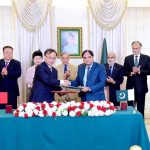 Wang Yongge, President of China National Nuclear Corporation Overseas Ltd (CNOS) and Muhammad Saeed Ur Rehman, Member Power, Pakistan Atomic Energy Commission (PAEC) signing an agreement for Unit 5 of Chashma Nuclear Power Plant (C-5). Prime Minister Muhammad Shehbaz Sharif, Ms. Pang Chunxue chargée d'affaires China, Shen Yanfeng, Vice President of China National Nuclear Corporation witnessed the signing ceremony